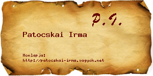 Patocskai Irma névjegykártya